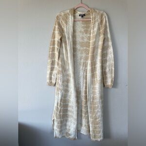 Freshman‎ 1996 Knit Open Cardigan Long Sleeve Sweater Duster Tan Heather Size S